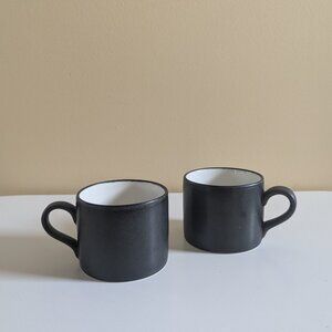 1980s SCRAFFITO BY HABITAT MATTE BLACK VINTAGE MUG SET